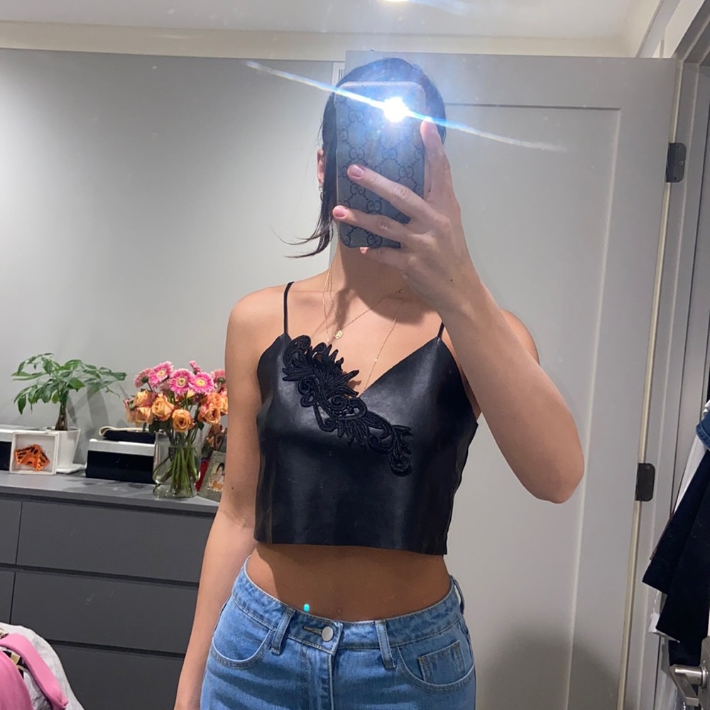 Faux leather crop top
